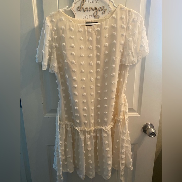 White Ruffle Dot Dress - Picture 3 of 6
